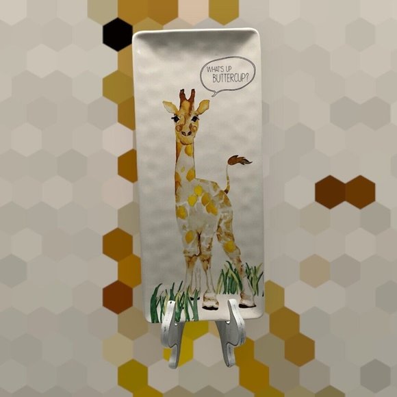 Pier 1 Giraffe Platter What's Up Buttercup Ironstone Bread Appetizers Cheese - Picture 3 of 16